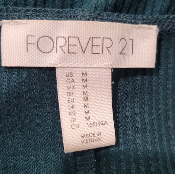 Forever 21 Ribbed Teal Long Sleeve Bodysuit Size Medium - Picture 3 of 3